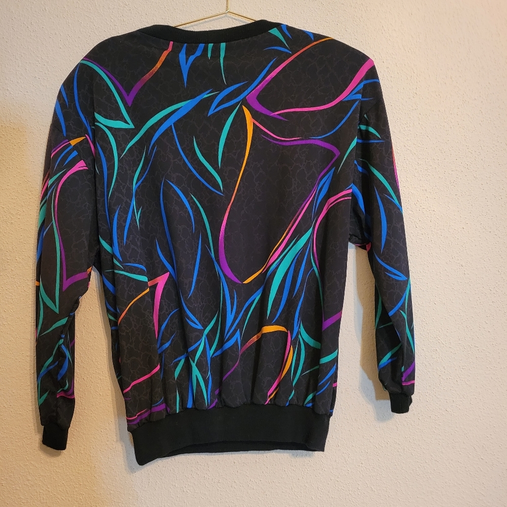Vintage Retro TopNotch black and multi-color top size 18w - Picture 2 of 7